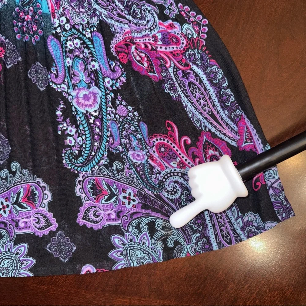 Maggie Barnes Catherines 1X Paisley Boho Tunic Top Beaded Bell Sleeve - Picture 16 of 16